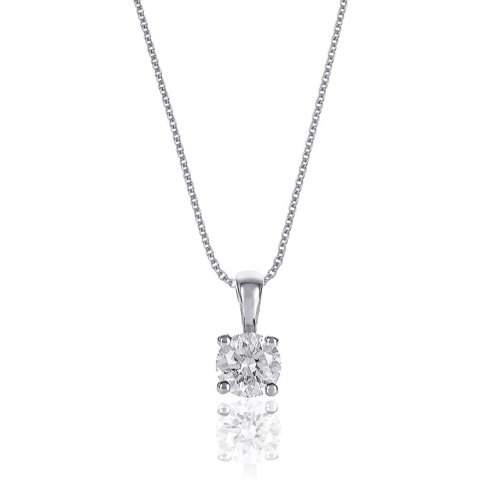 Solitaire 0.20ct 4 claw princess diamond pendant in 9K yellow gold