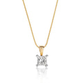 Solitaire 0.20ct 4 claw princess diamond pendant in 9K yellow gold