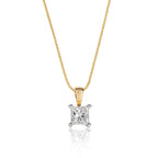 Solitaire 0.20ct 4 claw princess diamond pendant in 9K yellow gold