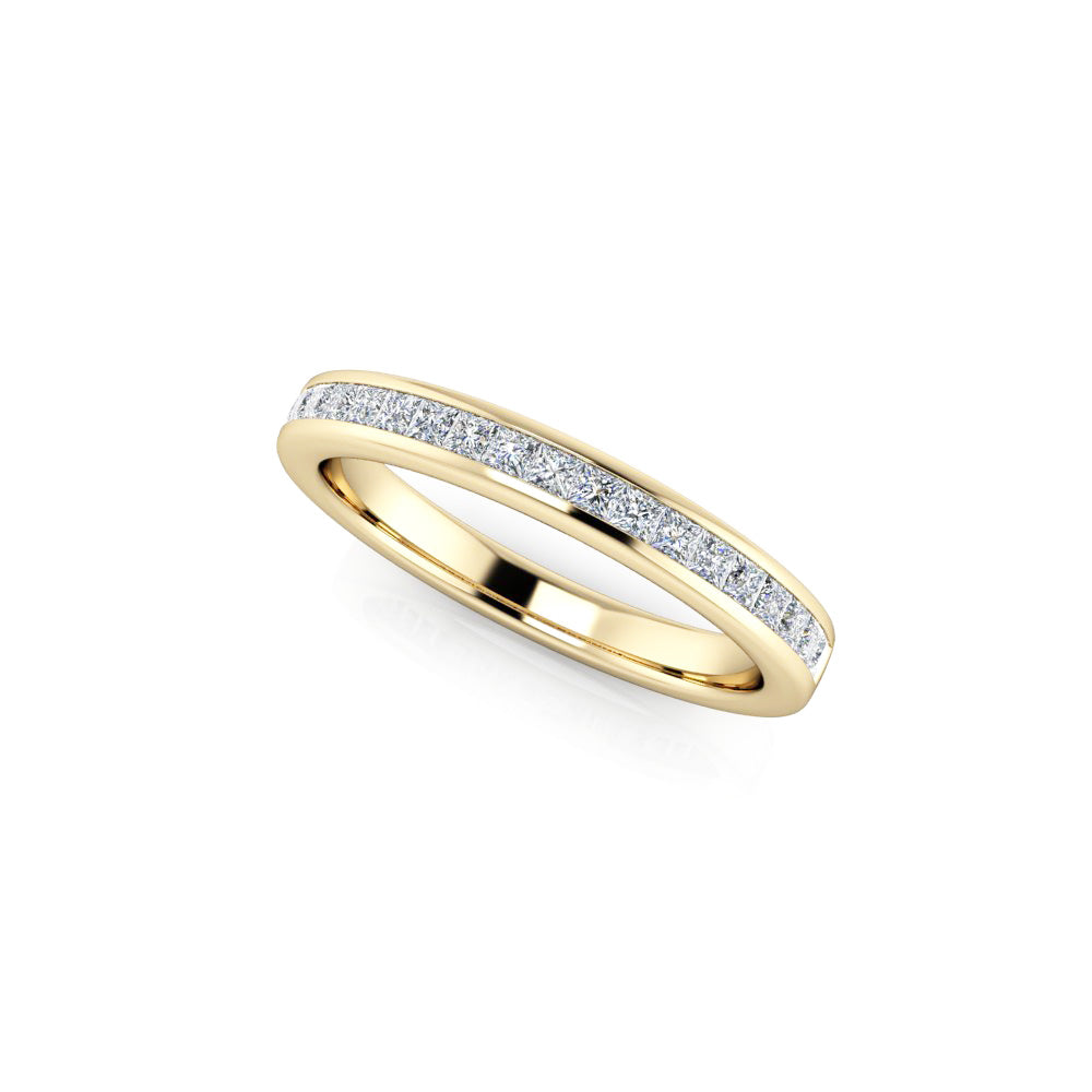 Diamond Half Eternity Ring 0.33ct Princess Diamond 18K yellow gold