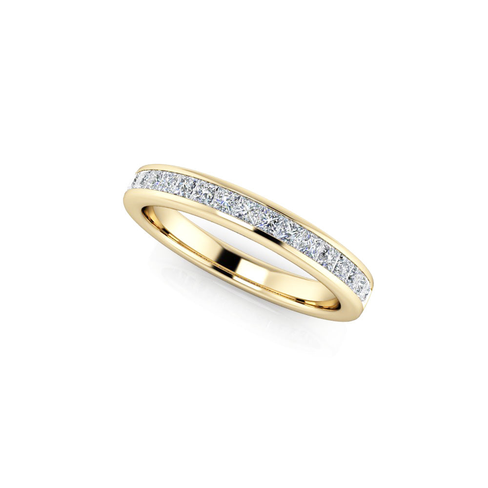 Diamond Half Eternity Ring 0.50ct Princess Diamond 18K yellow gold