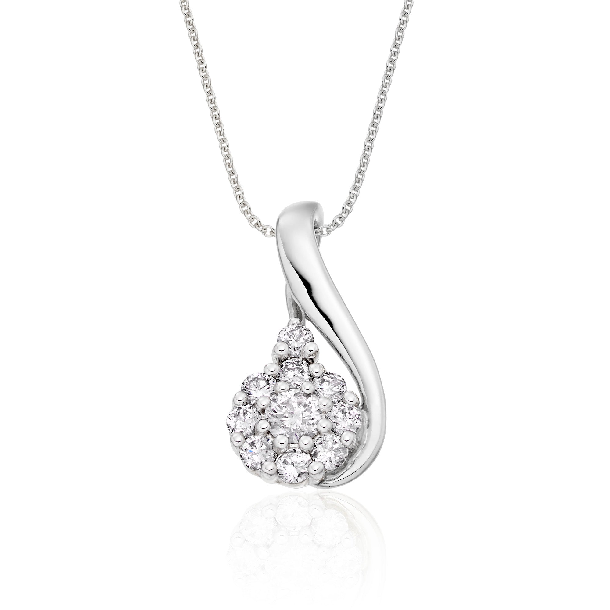 Treble clef 0.30ct cluster diamond pendant in 18K white gold