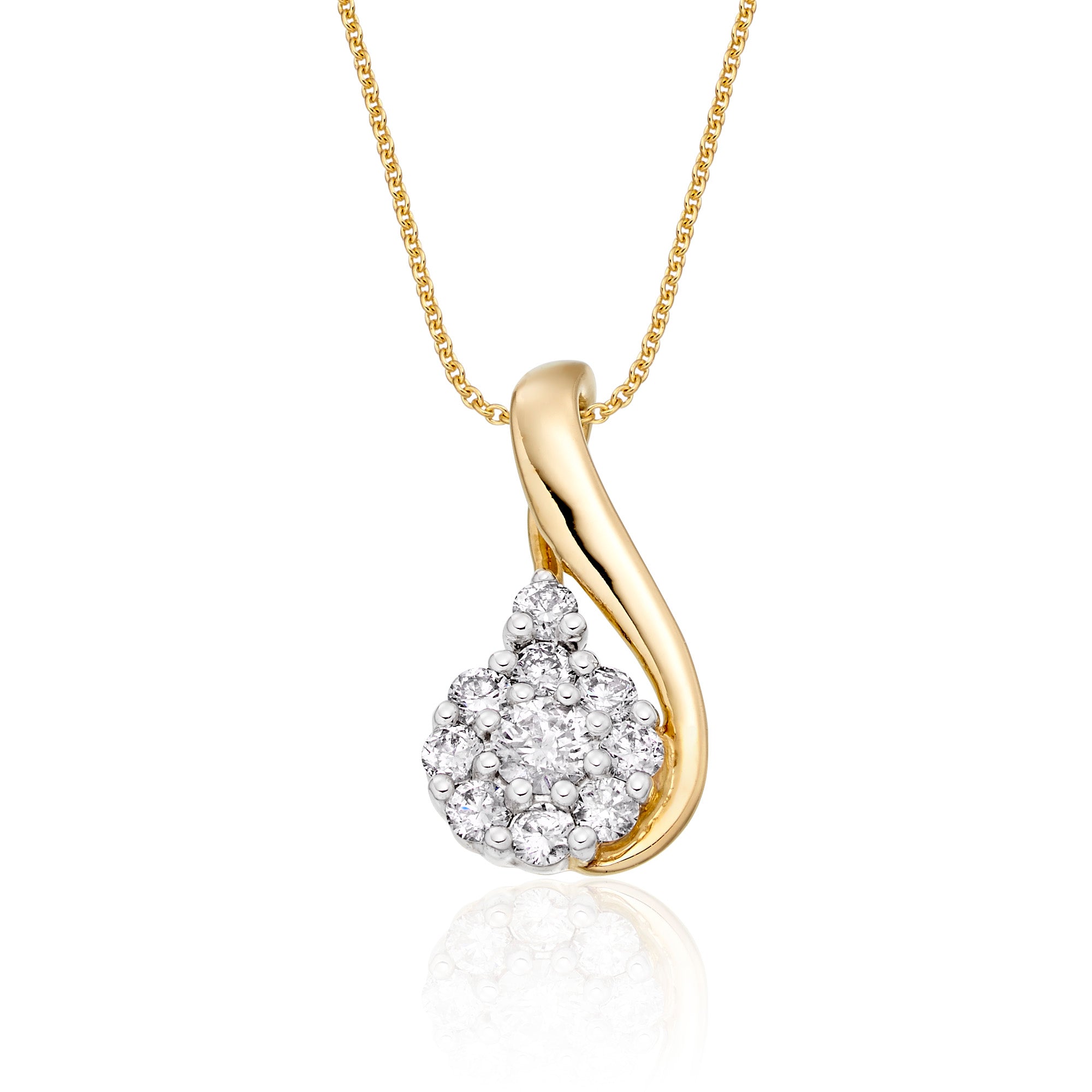 Treble clef 0.30ct cluster diamond pendant in 9K yellow gold