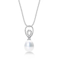 Pearl Necklace Dazzling White Cubic Zirconia Stones in 9K White Gold
