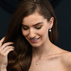 Freshwater Pearl Drop Necklace with Tilting Heart 9K White Gold