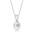 Pearl Drop Pendant Single White Freshwater Pearl in 9K White Gold