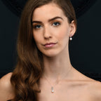 Interlocking Heart & Pearl Necklace with Cubic Zirconia 9K White Gold