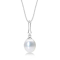 Pearl Drop Pendant Necklace with Freshwater Pearl 9K White Gold