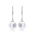 Pearl Drop Earrings with White Freshwater Drop Pearls in 9K White Gold
