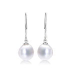 Sterling Silver Pearl Drop Earrings with White Freshwater Drop Pearls