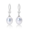 Freshwater Pearl Drop Earrings Pearls & Cubic Zirconia 9K White Gold