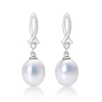 Freshwater Pearl Drop Earrings Pearls & Cubic Zirconia 9K White Gold