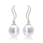 925 Sterling Silver Freshwater Pearl Drop Earrings with White Drop Pearls