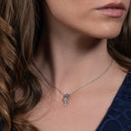 Sterling Silver Dainty Blue Flower Pendant Necklace