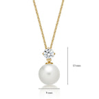 Single Freshwater Pearl Necklace with Cubic Zirconia 9K Yellow Gold
