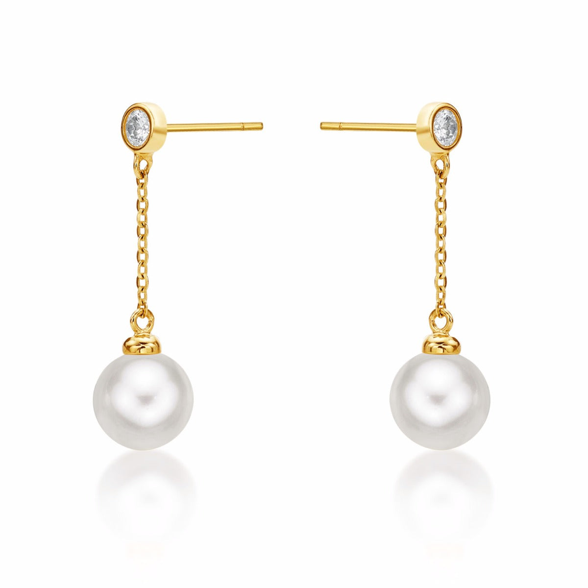 Dangling Freshwater Pearl Earrings with Cubic Zirconia