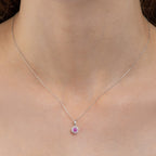 pink sapphire pendant necklace in 9K white gold
