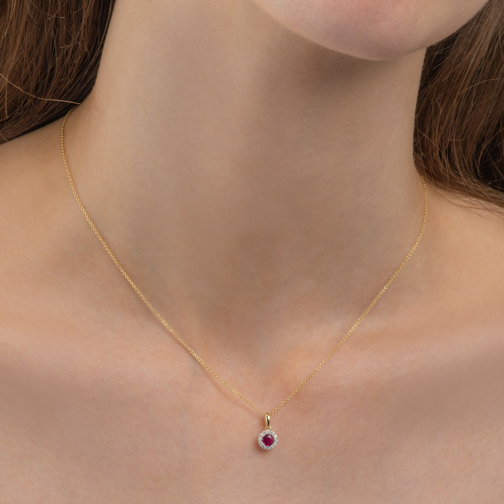 solid gold necklace with real ruby and diamonds

