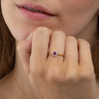 Ruby Ring 0.35ct Round Ruby & 0.09ct Diamonds 9K Yellow Gold