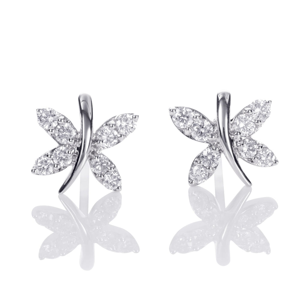 Butterfly Diamond Earrings 0.45ct Diamond Studs 18K Yellow Gold