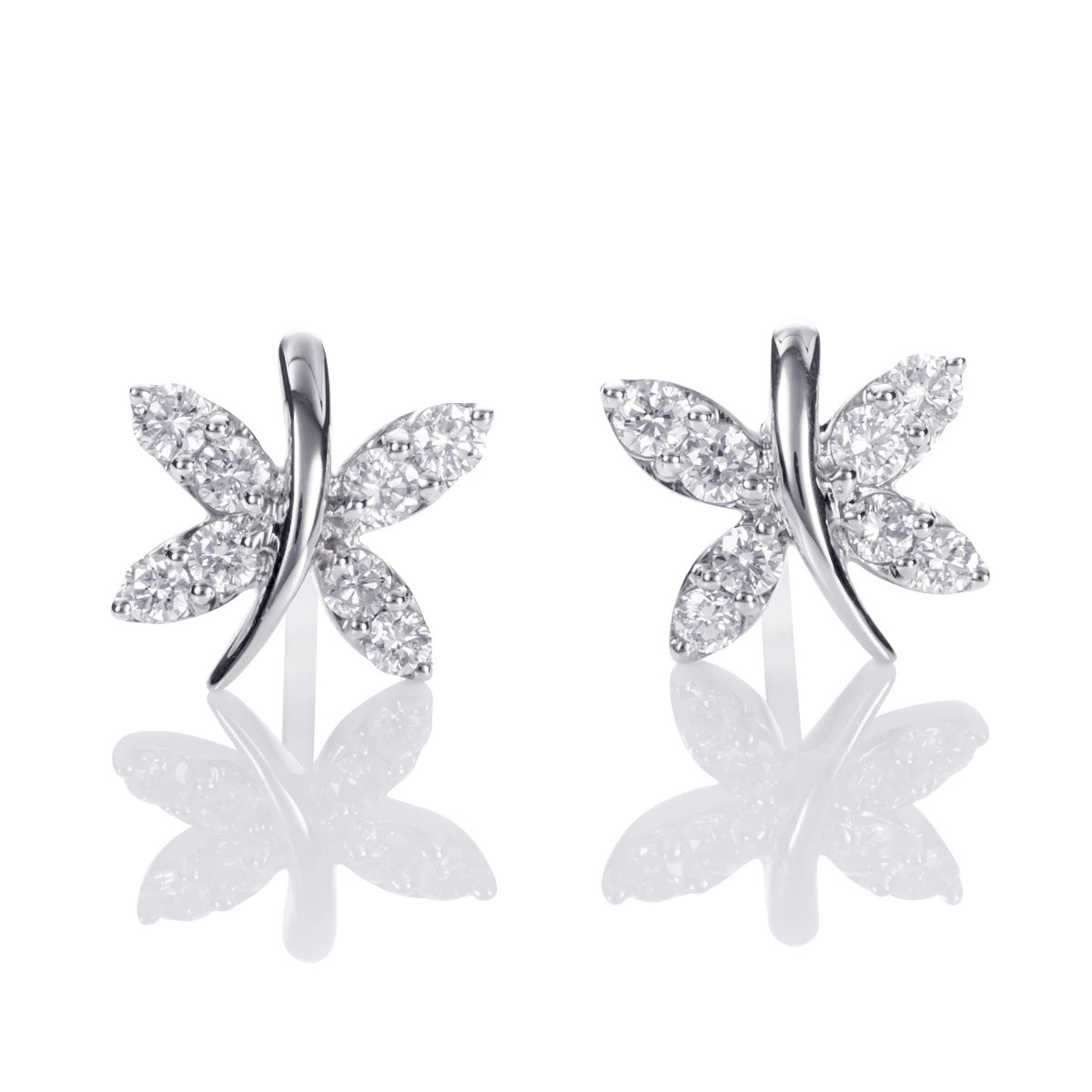 Butterfly Diamond Earrings 0.45ct Diamond Studs 18K Yellow Gold