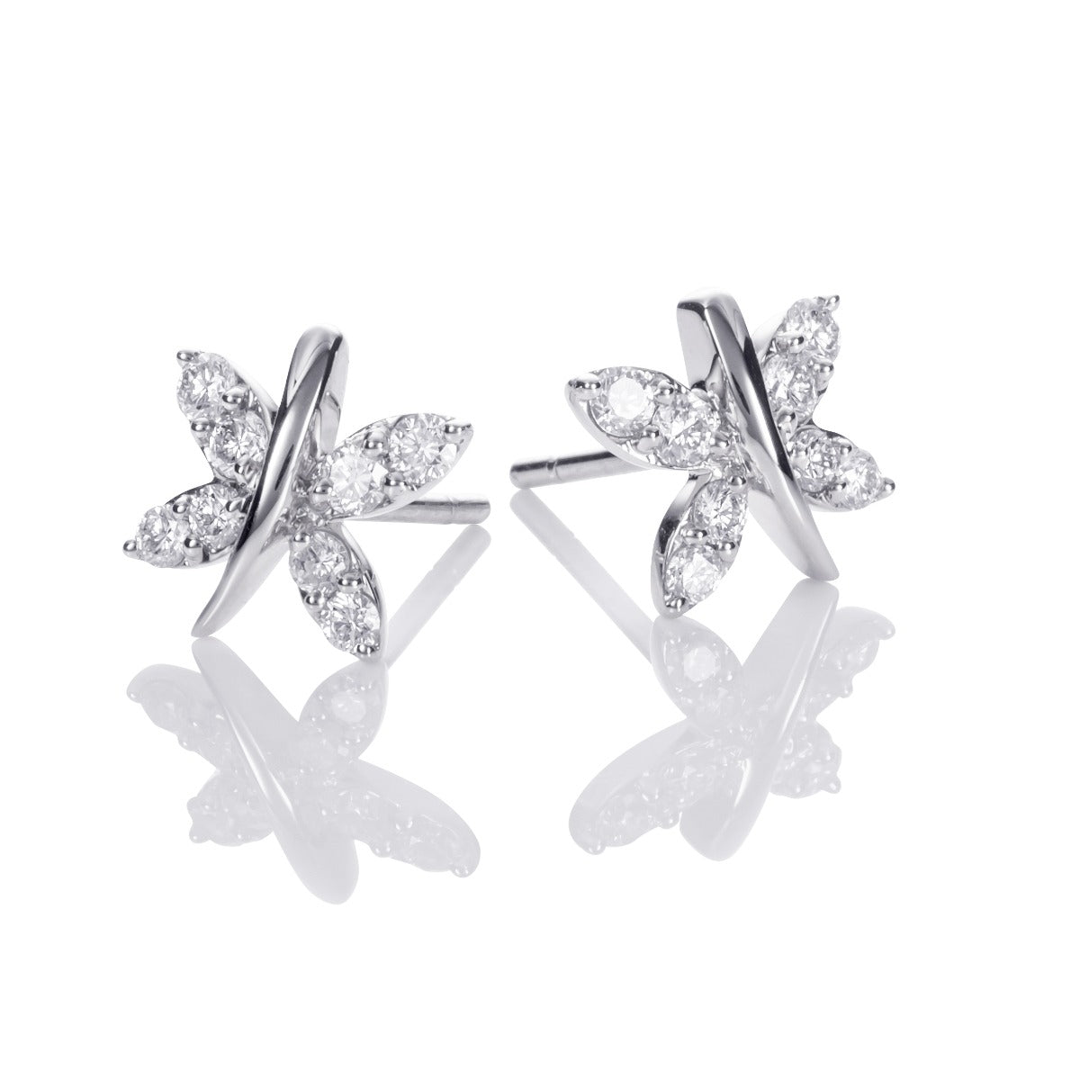 Butterfly Diamond Earrings 0.45ct Diamond Studs 18K White Gold