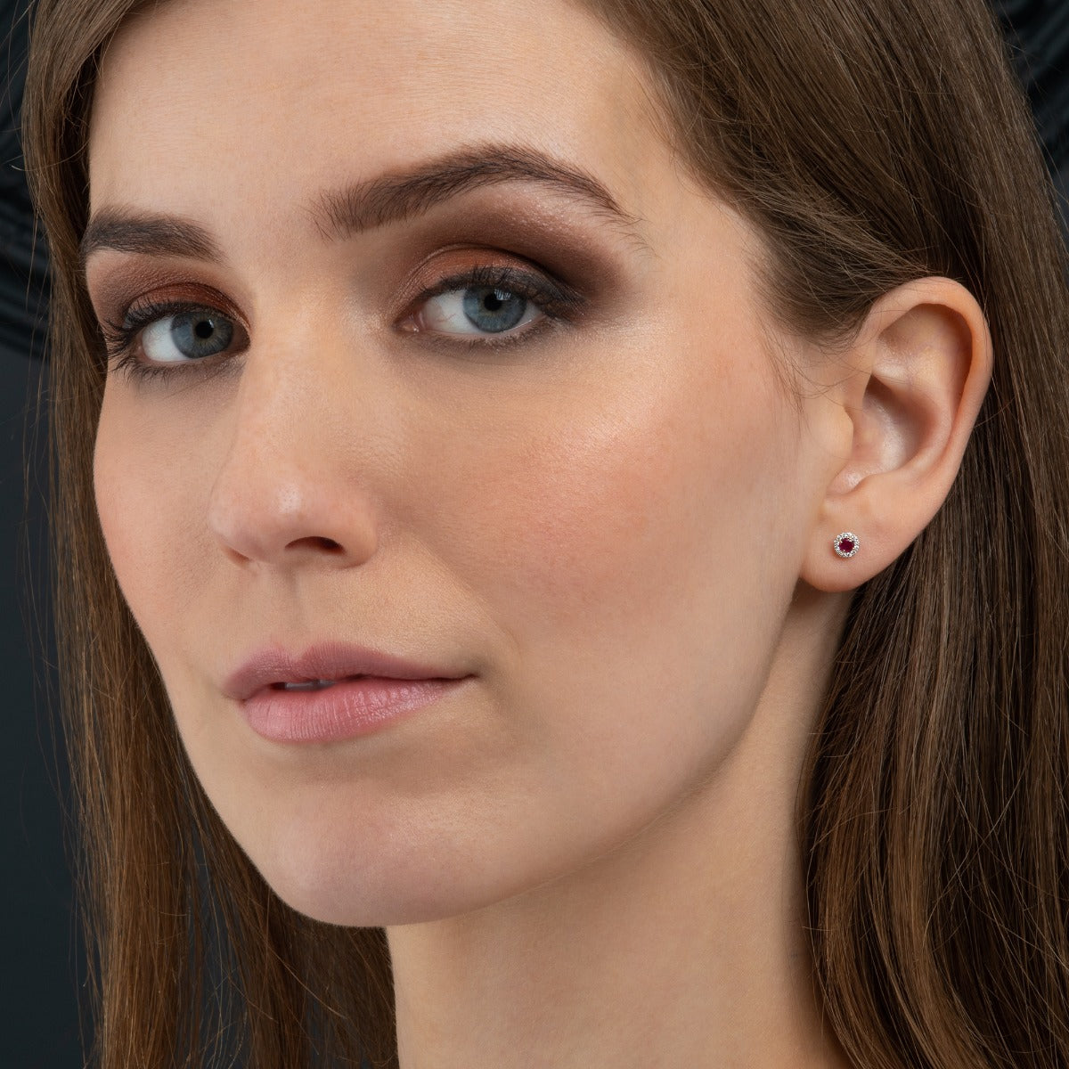 Ruby and diamond earrings in 9K gold 