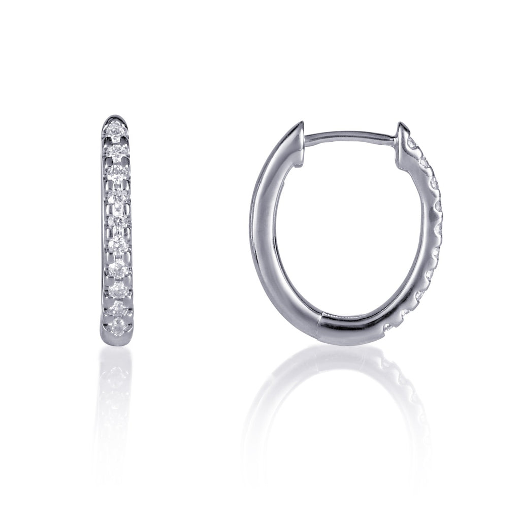 Oval diamond huggie hoop earrings