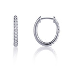 Oval diamond huggie hoop earrings
