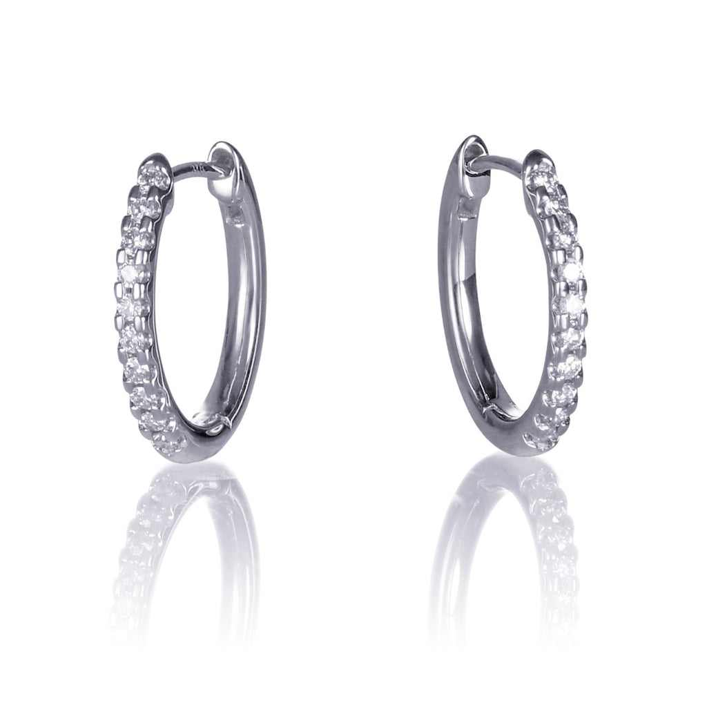 small diamond hoop earrings in 9K white gold