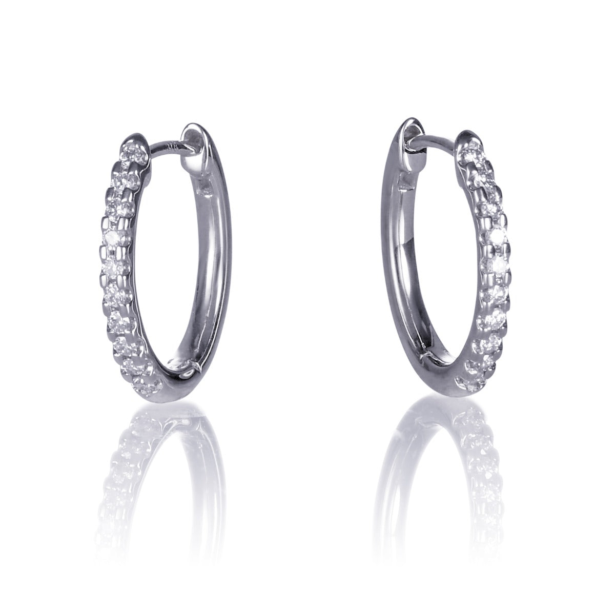 small diamond hoop earrings in 9K white gold