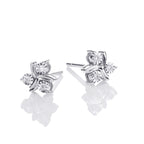 triskele diamond stud earrings in 9K white gold