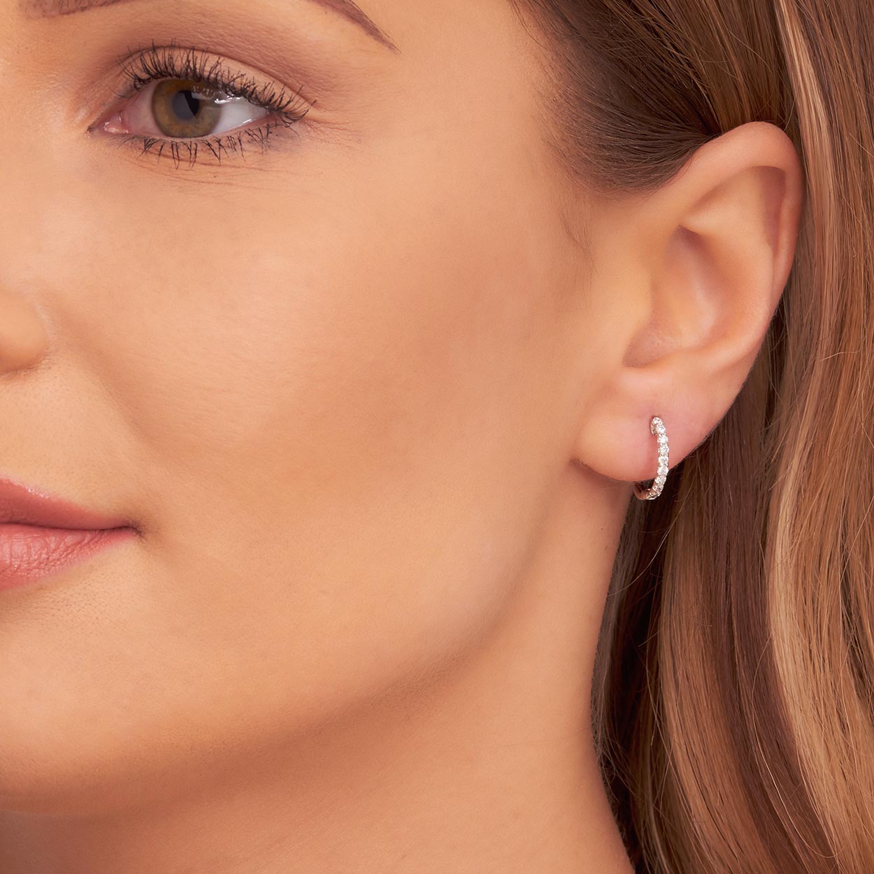 Classic single line 0.30ct diamond hoop earrings in 9K white gold