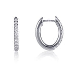 Oval Diamond Hoop Earrings 0.30ct Diamond Hoops 9K White Gold