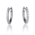 dainty solid white gold diamond hoop earrings