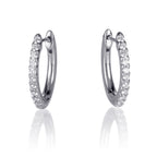 dainty solid white gold diamond hoop earrings