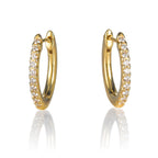 Oval Diamond Hoop Earrings 0.30ct Diamond Hoops 9K Yellow Gold