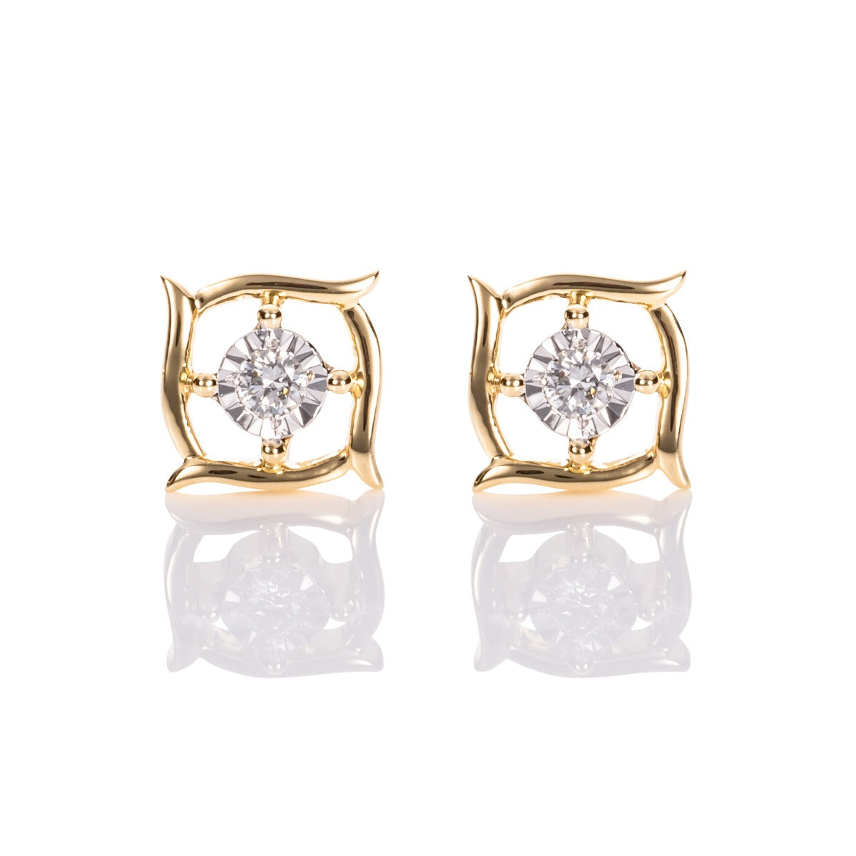 Butterfly Diamond Earrings 0.45ct Diamond Studs 18K Yellow Gold