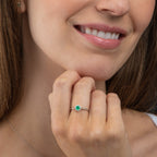 Emerald Ring 0.32ct Round Emerald & 0.09ct Diamonds 9K White Gold
