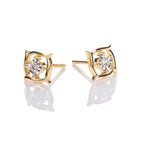 Square Diamond Stud Earrings 0.07ct Diamond Studs 18K Yellow Gold