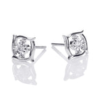 Square Diamond Stud Earrings 0.07ct Diamond Studs 18K White Gold
