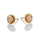 Blooming Flower Diamond Earrings 0.14ct Diamond Studs 18K Yellow Gold