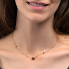 Smoky Quartz and Orange Sapphire Necklace in 18K Rose Gold