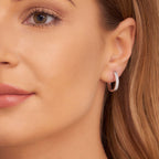 Double line 0.25ct diamond hoop earrings in 9K white gold