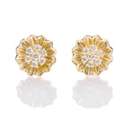 Blooming Flower Diamond Earrings 0.14ct Diamond Studs 18K Yellow Gold