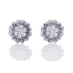 Blooming Flower Diamond Earrings 0.14ct Diamond Studs 18K White Gold
