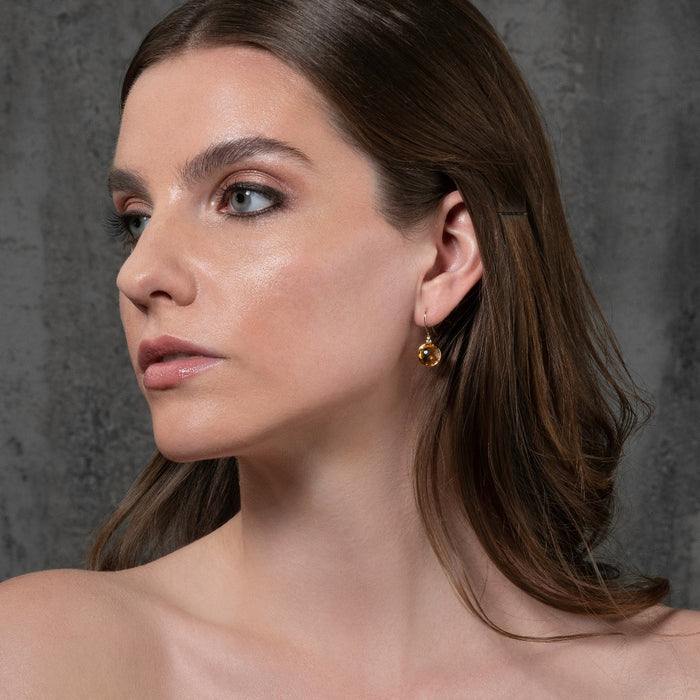 6ct Citrine Drop Earrings In 9K Yellow Gold