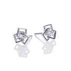Geometric Diamond Stud Earrings 0.06ct Studs 18K White Gold