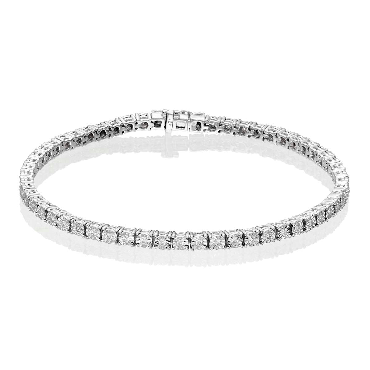 Diamond Tennis Bracelet 0.50ct G/HSI Illusion Set 9K White Gold