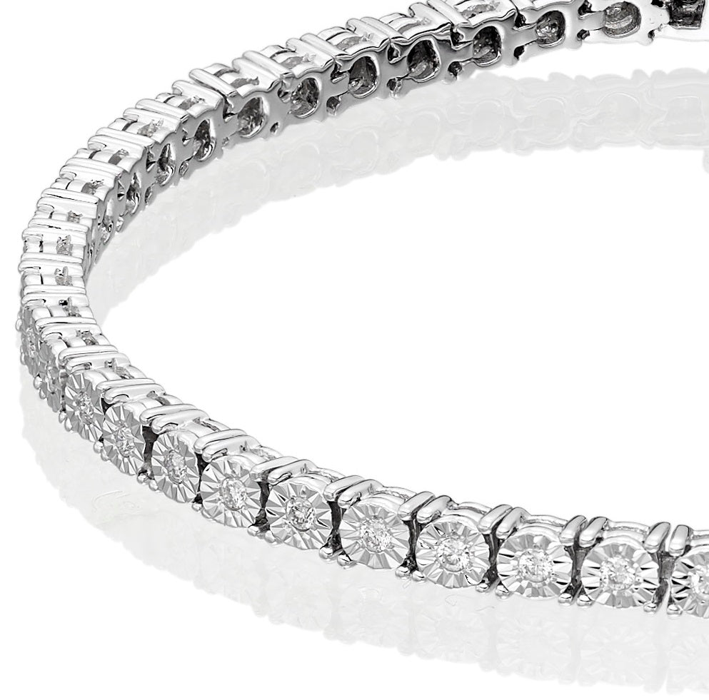 Diamond Tennis Bracelet 0.50ct G/HSI Illusion Set 18K White Gold